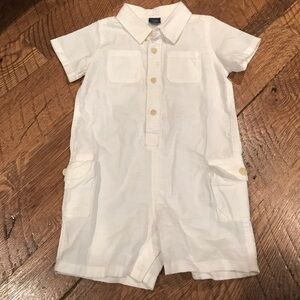 Baby gap white button up linen jumpsuit 18-24mo